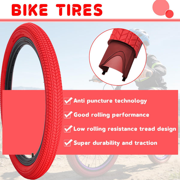 2 Pack 20 Inch Color Bike Tire 20 x 2.125 Bicycle Tire with Inner Tubes Folding Bicycle Replacement Tire Color Tire for Children Bikes