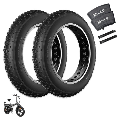 20x4 Fat Bike Tire Replacement Kit, 20x4.0 Inch Electric Bicycle Snow Mountain E-Bike Tires, Folding Ebike Fat Tire Tubes and Tire Levers Compatible Wide Mountain Snow Bike Tires - TRIPPER ELECTRIC BIKES