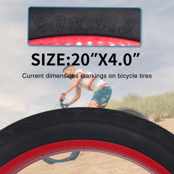 20x4.0 Bike Tire for Electric Bikes - Puncture Resistant All-Terrain Fat Tire with Durable Tread, High Traction for Mountain/Snow/Road - Compatible with E-Bikes 20x4.0 Inches