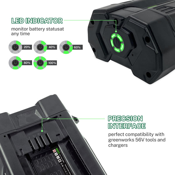 7500mAh Replacement for EGO 56V Battery BA2800 BA2800T BA4200 BA1400 Compatible with ST1502LB CS1604 LB4800 LB6504 LB5804 HT2400 56 Volt Power Tools Power+ Battery and Batteries Holder (56V7.5Ah)