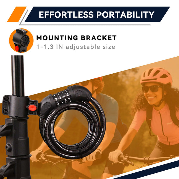 SEPOX® 4Pcs Pack 6FT Extra Long Cable Combination Bike Locks, 5 Digits Retractable Security Lock, 12mm Heavy Duty Anti Theft Anti Rust Cable for Bicycle, Scooter, Gate, Outdoor Equipment, Weatherproof