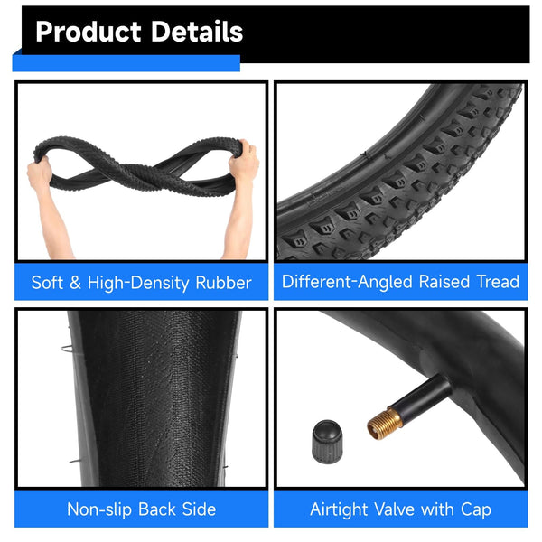 yeesport 24/26x2.125 Bike Tire and Tube Set, (57-507) 24 Inch/(57-559) 26 Inch Mountain Bike Tire with 24/26 x 2.125 BikeTubes & Tire Replacement
