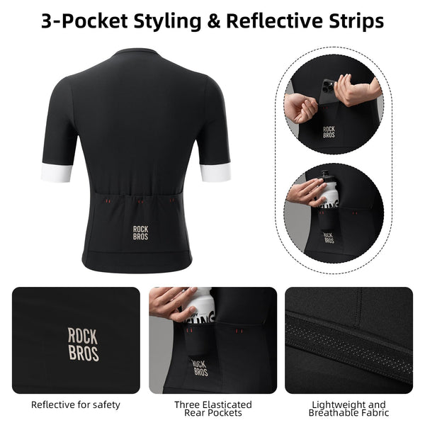 ROCKBROS Cycling Jersey Men Short Sleeve Bike Shirt Breathable Quick-Drying High-Elastic Road Mountain Bike Jersey