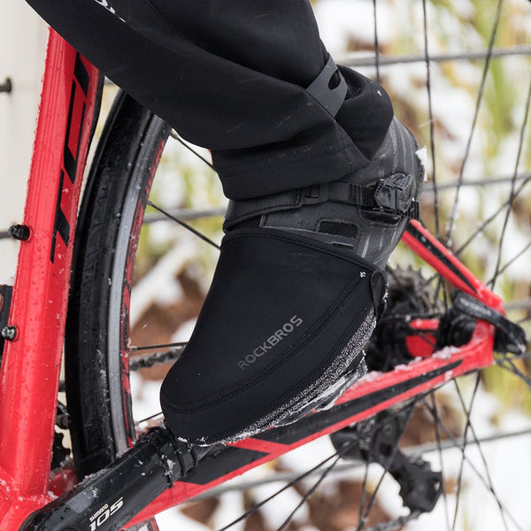 ROCKBROS Cycling Shoe Covers Bike Toe Covers Winter Toe Warmers Cycling Overshoes Protectors Kevlar Black 1 Pair
