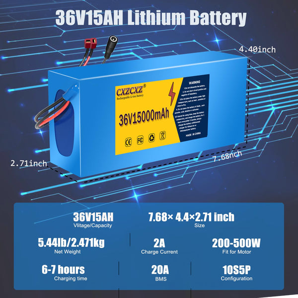 CXZ 48V/36V Lithium Battery,10AH/14AH /20AH Lithium Pack with BMS, Compatible with Most Solar Panels Outdoor Camping Equipment (36V15AH(200-500W)