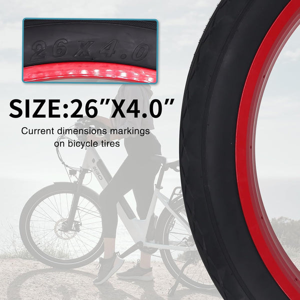 26" E-Bike Fat Tires 26 x 4.0 Folding Bead Tire and AV32mm Inner Tube for Electric Bicycles Compatible with Wide Mountain Snow Bike Tire (1 Tire 1 Tube)