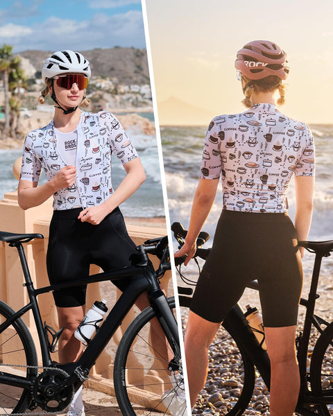 ROCKBROS Womens Cycling Jersey Short Sleeve Breathable Quick-Dry Bike Shirts with 3 Pockets Full Zipper Reflective Elements