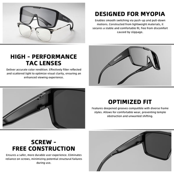 ROCKBROS Sunglasses Over Glasses for Men Women Polarized Fit Over Glasses Sunglasses for Fishing Cycling Driving