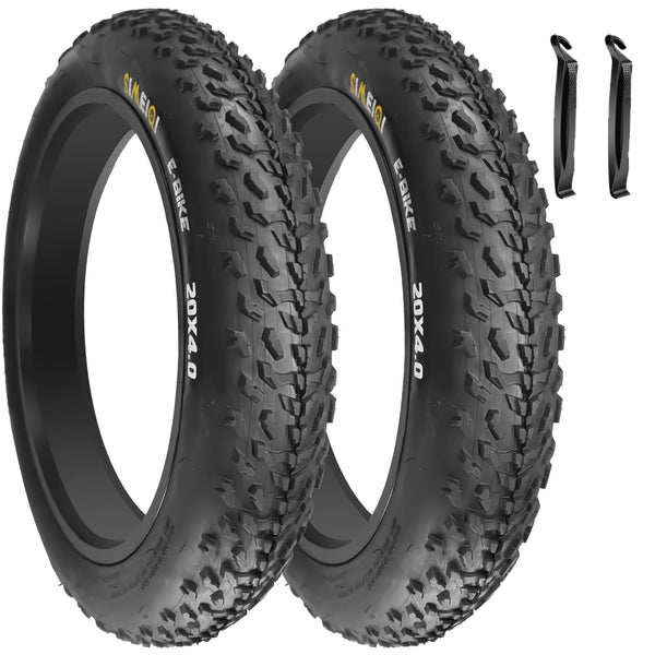 20" E-Bike Fat Tires 20 x 4.0 Folding Bead Tire for Electric Bikes or with AV32mm Tubes Compatible with Wide Mountain Snow Bike Tire