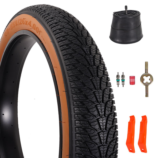 2-Pack 26x4.0 Fat Bike Tire, 26 Inch Mountain Bike Tires & Tubes Set, Folding Replacement Bicycle Tires with Tire Levers for Off-Road Bike and Ebike