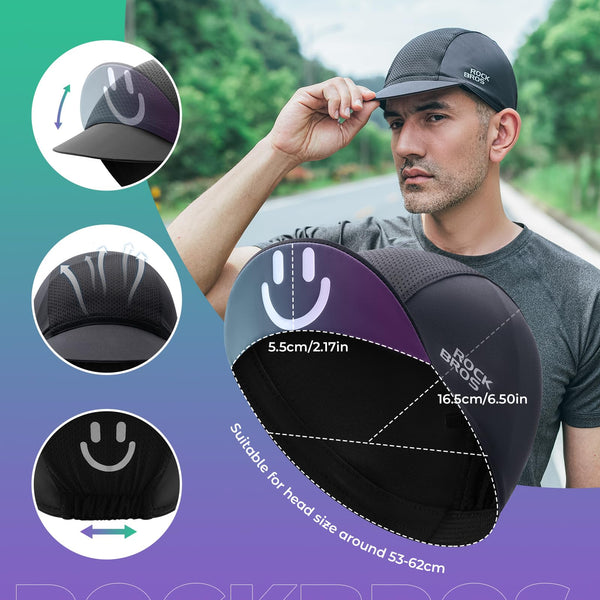 ROCKBROS Cycling Cap Cooling Skull Cap Helmet Liner with Sun Visor Sun Protection Running Bike Hat for Men Women