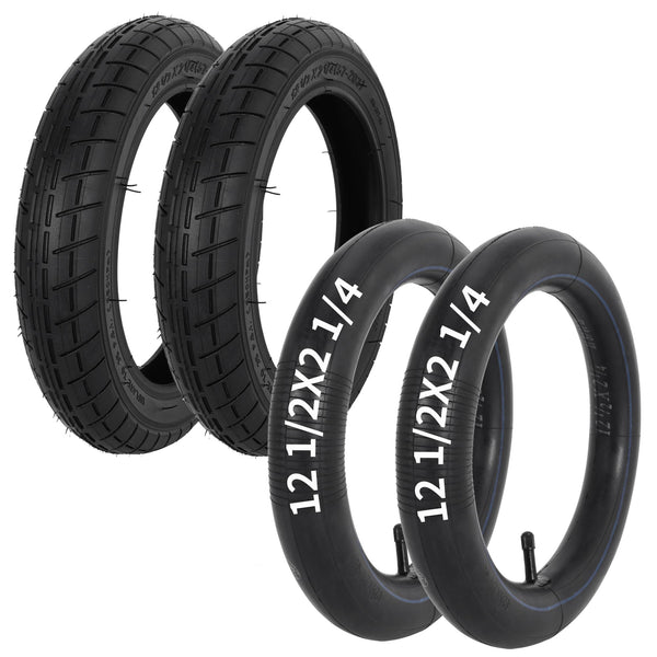 12 1/2 x 2 1/4 Bike Tires and Inner Tubes, 12.5x2.25 BMX Tire Sets (57-203) Compatible with Jetson Kids Bike Caster Trike Bob Stroller and Other 12 Inch Bicycle Tires and Tubes