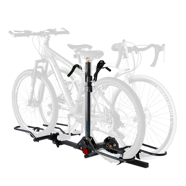 POLESTAR Hitch Mounted 2-Bike Rack, 200lbs Capacity Bike Rack Hitch with Lock, 2" Receiver Foldable Platform Mount for E-Bike, Up to 5" Fat Tire Bicycle and Standard, fit Car Trucks SUVs RVs Trailer