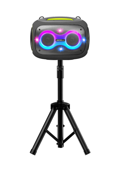 Portable Bluetooth Speaker with Dual Wireless Mics with Volume Control, 120W, Tripod Stand, 10+ Hours Playtime, Big Bass TWS/USB/TF Card/AUX IPX6 Waterproof Party Box (Gray)