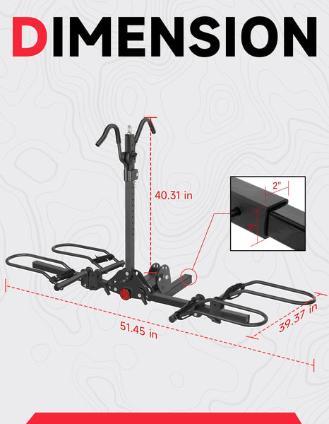 Young Bike Rack Hitch for Car - 200LB 2-Bike Rack Hitch Mount Platform Style Hitch Bike Rack，Smart Tilting & Easy Fold for Car SUV with 2 Inch Receiver，Bike Carrier Fits Up to 5-inch Fat Tire - TRIPPER ELECTRIC BIKES