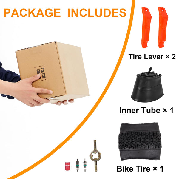 2-Pack 26x4.0 Fat Bike Tire, 26 Inch Mountain Bike Tires & Tubes Set, Folding Replacement Bicycle Tires with Tire Levers for Off-Road Bike and Ebike