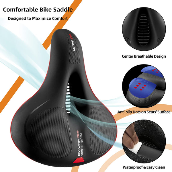 ROCKBROS Wide Bike Seat with Dual Shocks - TRIPPER ELECTRIC BIKES