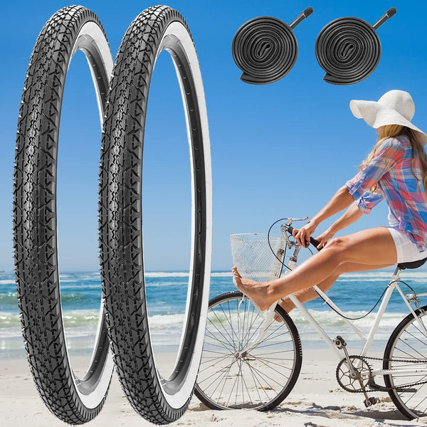 26 Inch Bike Tires 26 X 2.125(57-559) Replacement Tires or Schrader Valve Inner Tubes AV 32mm for Beach Cruiser Bike
