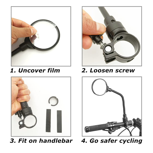 Bike Mirror, Adjustable Bike Mirrors Handlebar Rearview Mirror, Acrylic Convex Round Bike Rear View Mirrors for Handlebars, Bicycle Mirror for E-bike Scooter
