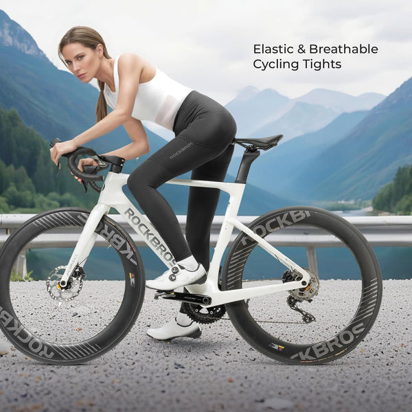 ROCKBROS Women's Cycling Pants 3D Padded Bike Pants Elastic Waist Non-Slip Breathable Tights Pocket Mountain Road Bike