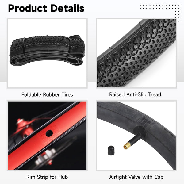 yeesport 700 x 40c/45c Bike Tires, 2 Pack Foldable 42-622 700x40c/700x45c Tires and 700x38/40/42/45c Inner Tubes 48mm A/V Valve, 700c Gravel Bike Tires