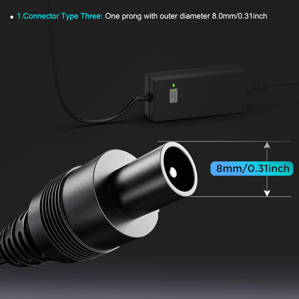 EVAPLUS UL Certified 42V 2A Power Adapter,Electric Scooter Charger Compatible with Ninebot Segway Scooter ES2/ ES4/ E22/ F20A/ F25/ F30/ F40/D18/D28/D40 KickScooters(1-Prong Connector-0.31inch)