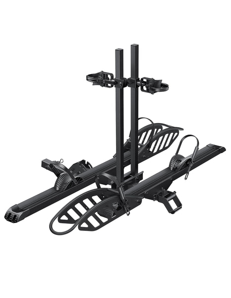 Bike Rack for Car Hitch Mount - Young Electric 2 Ebike Rack Heavy Duty Platform Carrier 200lb Capacity, Smart Tilting & One Hand Folding Bicycle Racks for SUV, Minivan, RV, Fits 5-Inch Fat Tires