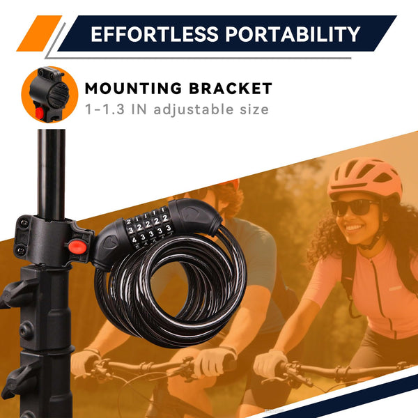 SEPOX® 4Pcs Pack 6FT Extra Long Cable Combination Bike Locks, 5 Digits Retractable Security Lock, 12mm Heavy Duty Anti Theft Anti Rust Cable for Bicycle, Scooter, Gate, Outdoor Equipment, Weatherproof