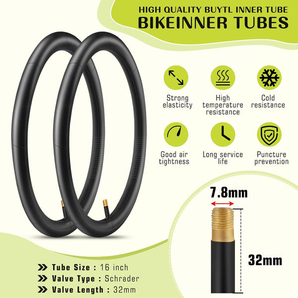 2 Pack 16/18/20 x 2.125 Bike tire White Color with Tubes and Tire Levers 16/18/20 Inch Bike tire Kids Folding Replacement Bicycle Tires Fits Most Kids Bikes and BMX Tires (16X2.125)