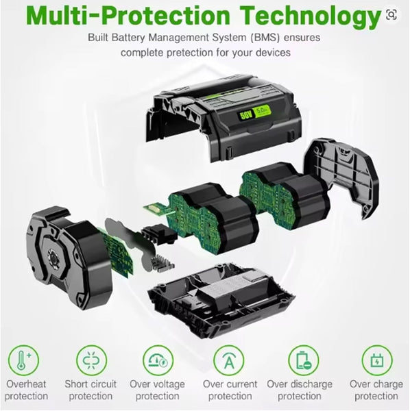 56V 7.5Ah Replacement for EGO BA2800 BA4200 BA1400 Compatible with ST1502LB CS1604 LB4800 LB6504 LB5804 HT2400 56V Power Tool Battery 7500mah