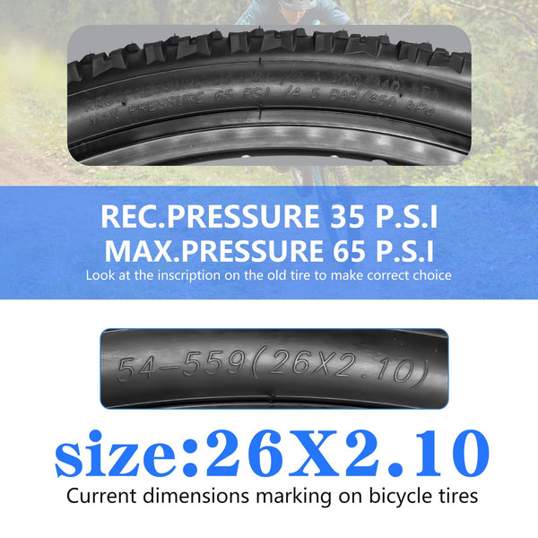 2 Pack 26 x 2.10/27.5 x 2.10 Bike Tires 26/27.5 inch Folding Bike Tires Fit for 26/27.5 X 1.95 26 X 2.10 26 X 2.125 Mountain Bike Beach Cruiser Bike City Urban Bicycles Bikes