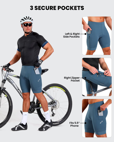 Sportneer Padded Bike Shorts for Men - 4D Padding Mens Bicycle Cycling Biking Clothing Shorts, Breathable and Absorbent