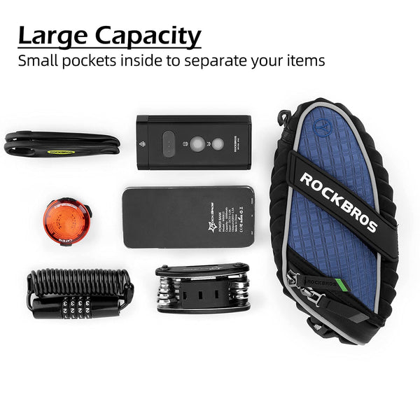 ROCKBROS Bike Seat Bag, Bicycle Saddle Bag Under Seat 3D Shell Cycling Seat Pack for Mountain Road Bikes Black