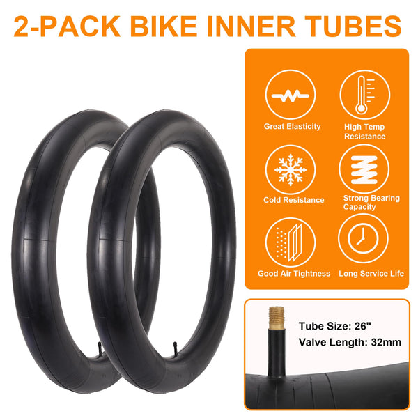 2-Pack 26x4.0 Fat Bike Tire, 26 Inch Mountain Bike Tires & Tubes Set, Folding Replacement Bicycle Tires with Tire Levers for Off-Road Bike and Ebike