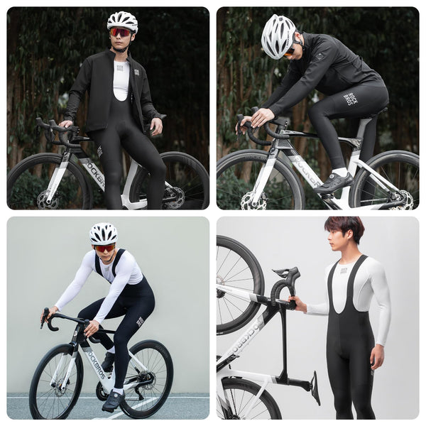 ROCKBROS Men’s Cycling Bib Pants Padded Winter Thermal Bike Bibs Pants Fleece-Lined Bike Leggings
