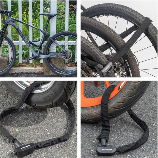 Heavy Duty Anti Theft Bike Chain Lock, 2 Keys - Bicycle, Motorcycle, E-Bike, Scooter, Gate, Door, Fence