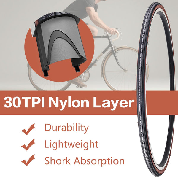 27 X 1 1/4 Bike Tire 27 Inch Road Bike Tires 32-630 Folding Bead Replacement Bicycle Tire Set