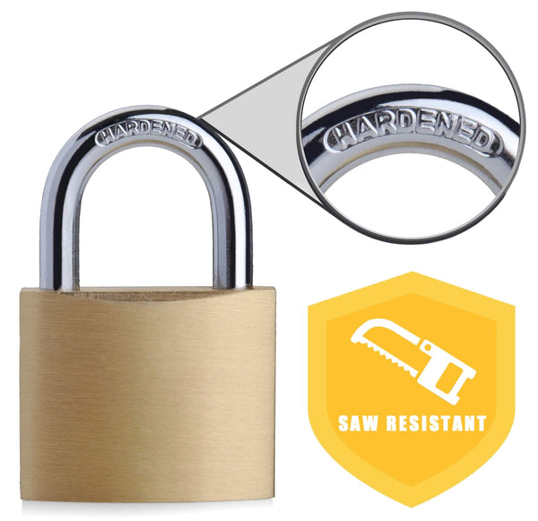 SEPOX 2-Pack Premium Solid Brass Padlock Keyed Alike, 1-9/16" 40mm Heavy Duty Weatherproof Outdoor Lock with 4 Same Keys, Copper Padlock for Gate, Gym Locker, Tool Box, Storage, Shed, Fence & More