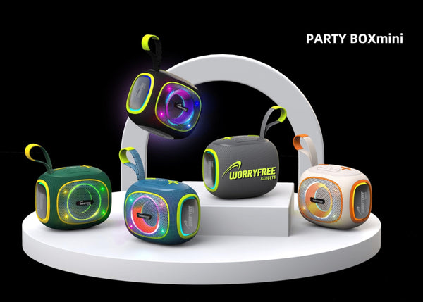 Portable Bluetooth Speaker, 10W, Wireless BT5.3 Range 10m, RGB Lights, Party Box Mini (Black)