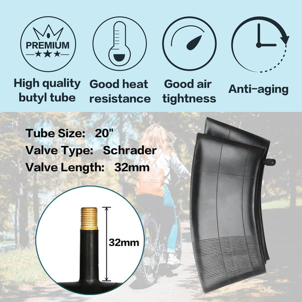 20x4.0 Bike Tire for Electric Bikes with Inner Tubes 32MM Schrader Valve Fat Bike Tire with Durable Tread, High Traction for Mountain/Snow/Road Compatible with E-Bikes 20x4.0 Inches