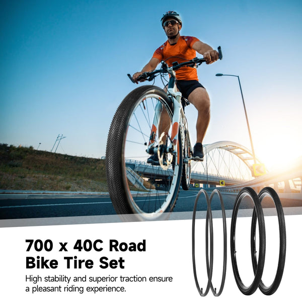 yeesport 700 x 40c/45c Bike Tires, 2 Pack Foldable 42-622 700x40c/700x45c Tires and 700x38/40/42/45c Inner Tubes 48mm A/V Valve, 700c Gravel Bike Tires