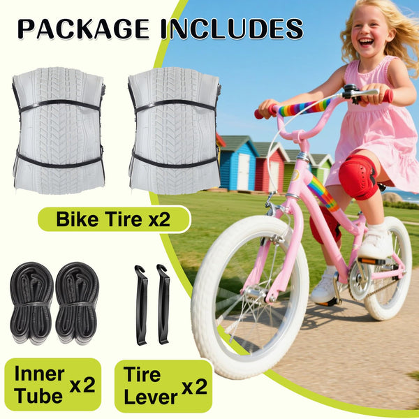 18" Bike Tires 18 X 2.125 and 18 Inch Folding Bicycle Replacement Tire Fit 18x1.75/1.95/2.125 Compatible with BMX Bike RoyalBaby Joystar Bike Road Bicycle Folding Bike