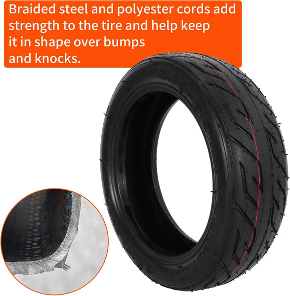 10x2.70-6.5 Tubeless Tire, 10 Inch Scooter Vacuum Tire for Speedway Dualtron Joyor Titan Segway Gotrax Mten3 Okai Beetle Hitway H5 Electric/Gas Scooter balance Scooter 10" OD Tyre