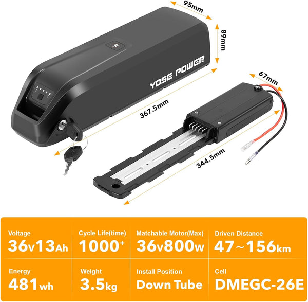 YS YOSE POWER Ebike Battery 36V 13Ah Compatible with Jasion EB5 Electric Bicycle 36V Electric Bike Batteries for EB5 E Bike Battery Replacement