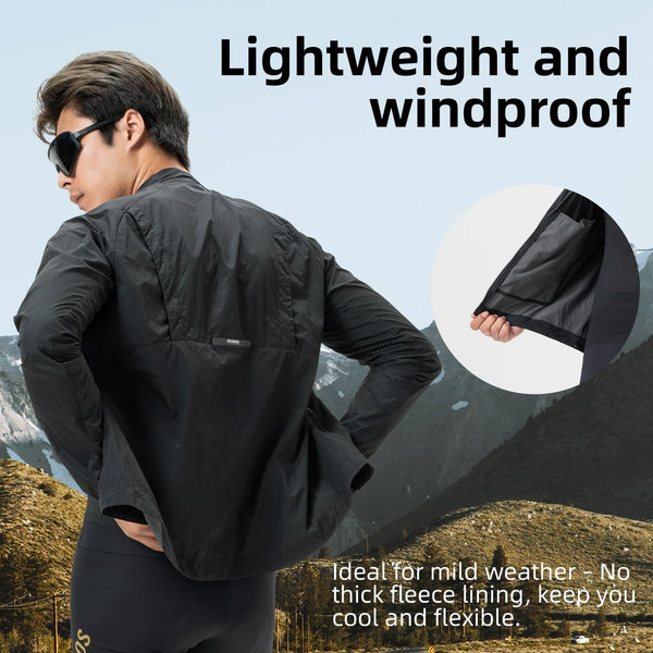 ROCKBROS Cycling Jackets for Men Breathable Cooling Lightweight Long Sleeve Cycling Jersey Running Cycling Windbreaker