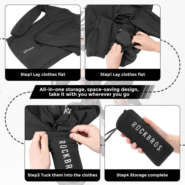 ROCKBROS Cycling Jackets for Men Breathable and Cooling Lightweight Long Sleeve Cycling Jersey Running Windbreaker