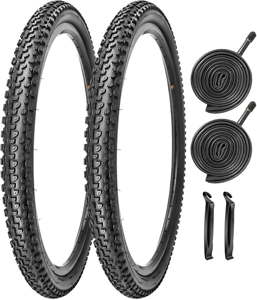 2 Pack 27.5 x 2.10 Bike Tires 27.5 inch Folding Bike Tires Fit for 27.5 X 1.95/2.10/2.125 Mountain Bike Beach Cruiser Bike City Urban Bicycles Bikes (2 Tires 2 Tubes)