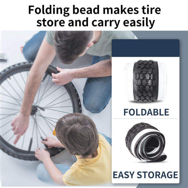 24" Bike Tire 24 x 2.125 Inch Folding Replacement Bicycle Tire for Beach Cruiser Bike