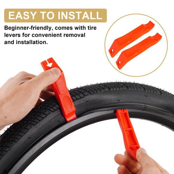 2-Pack 20x1.75 Bike Tire Tube, 20 Inch Mountain Bike Tires & Tubes, Folding Replacement Bicycle Tires with 2 Tire Levers for Hybrid, City Commuter, Urban