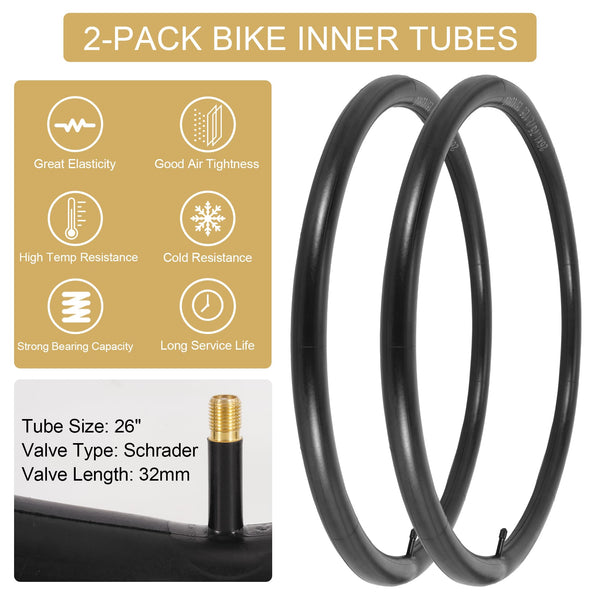 2-Pack 20x1.75 Bike Tire Tube, 20 Inch Mountain Bike Tires & Tubes, Folding Replacement Bicycle Tires with 2 Tire Levers for Hybrid, City Commuter, Urban